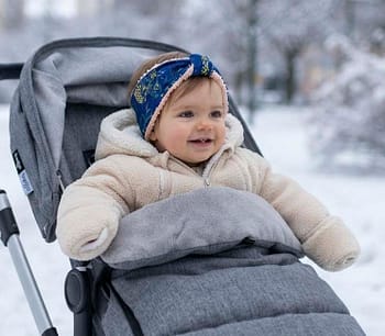 Winter haarband Blauw Bloemetjes