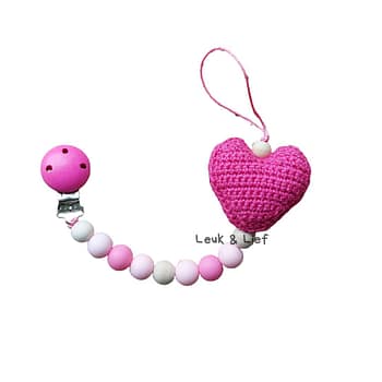 Speenketting Hartje Fuchsia Roze