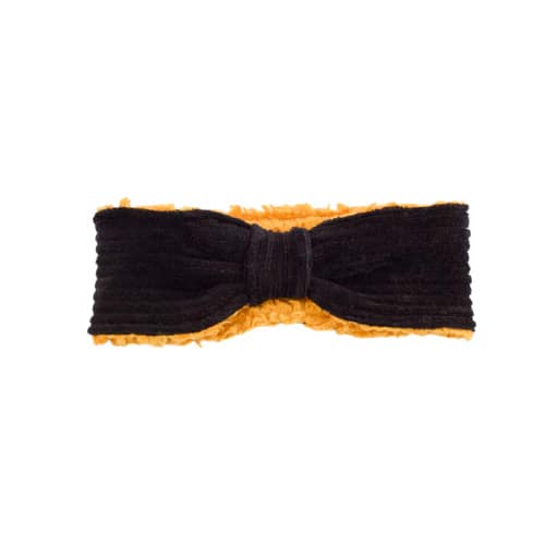 Winter haarband zwart rib met okergeel - Afbeelding 2